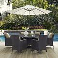 Modway Convene 8 Piece Outdoor Patio Dining Set in Espresso Mocha