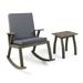 Brixton Outdoor Acacia Wood Rocking Chair with Side Table Gray and Dark Gray
