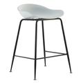 Homelala - White 25 Seat Height Black Molded Plastic Bar Stool Modern Barstool Counter Stools with Backs and armless Metal Legs