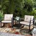 Barton 3 pcs Patio Rocker Set Wicker Rocking Cushion Chair with Table 2 Person Seat Capacity Beige