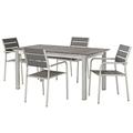 Modern Contemporary Urban Design Outdoor Patio Balcony Garden Furniture Side Dining Chair and Table Set Aluminum Metal Steel Grey Gray