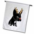 3dRose Funny Cute French Bulldog with Reindeer Antlers Christmas Art - Garden Flag 12 by 18-inch