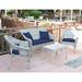 Jeco Clark 4 Piece Wicker Patio Sofa Set in Gray and Blue