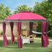 OutsunnyÃ‚ 11.5 Patio Gazebo Outdoor Gazebo Canopy Shelter with Curtains Romantic Round Double Roof Solid Steel Frame for Garden Lawn Backyard and Deck Wine Red