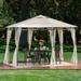 Olivia Outdoor 10 5 by 10 5 Water Resistant Fabric and Steel Gazebo Beige