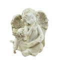 Northlight 8.5 Heavenly Gardens Distressed Ivory Sitting Angel with Book & Friend Outdoor Patio Garden Statue