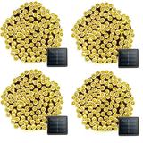 Pack of 4 64 ft 200 LED Warm White Outdoor Solar String lights for Garden Wedding Party Lamps