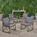 Maisie Outdoor Acacia Wood Club Chairs with Cushions Set of 4 Gray Dark Gray