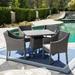 Leo Outdoor 5 Piece Wicker Square Dining Set with Cushions Grey Silver