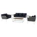 Modern Contemporary Urban Design Outdoor Patio Balcony Garden Furniture Lounge Chair Sofa and Table Set Fabric Aluminium White Navy