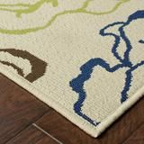 Style Haven Catalina Blossom Indoor-Outdoor Area Rug Cream/Blue 2 5 x 4 5 3 x 5 Accent Outdoor Indoor Entryway Patio Blue Green Rectangle