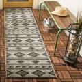 SAFAVIEH Courtyard Allycia Southwestern Indoor/Outdoor Runner 2 3 x 14 Grey/Black