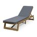 Noble House Maki Outdoor Acacia Wood Chaise Lounge in Teak and Gray