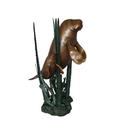 Two Large Manatees swimming Bronze Fountain Statue - Size: 23 L x 42 W x 42 H.