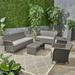 Anton Outdoor 7 Seater Wicker Chat Set with Cushions Gray Silver