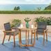 Luciano Outdoor 3 Piece Acacia Wood and Mesh Round Dining Set Teak Black