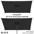 Sunrise 10 x 6.5ft 6 Ribs Outdoor Patio Rectangle Parasol Umbrella Cover Canopy Replacement Cover Top Black (Cover Only Umbrella Frame not Included)