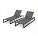 GDF Studio Mottetta Outdoor Mesh and Aluminum Armless Adjustable Chaise Lounges Set of 2 Black and Dark Gray