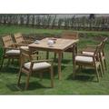 Teak Dining Set:6 Seater 7 Pc -60 Rectangle Table And 6 Stacking Vellore Arm Chairs Outdoor Patio Grade-A Teak Wood WholesaleTeak #WMDSVL4