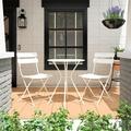 COSCO Outdoor Living 3 Piece Bistro Set with 2 Folding Chairs White