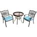 Cambridge Seasons 3-Piece Bistro Set in Blue with 30 in. Glass-Top Table