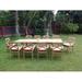 Teak Dining Set:10 Seater 11 Pc - Large 117 Mas Trestle Leg Rectangle Table And 10 Granada Stacking Arm Chairs Outdoor Patio Grade-A Teak Wood WholesaleTeak #WMDSGR7