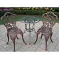 Oakland Living Corporation Lattice 3-piece Bistro Set with 24-inch Tempered Glass Top Table and 2 Chairs