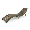Tycie Outdoor Acacia Wood Foldable Chaise Lounge Gray