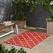 GDF Studio Vivian Outdoor 3 3 x 5 Trefoil Area Rug Red and Ivory