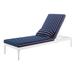 Modern Contemporary Urban Design Outdoor Patio Balcony Garden Furniture Lounge Chair Chaise Fabric Metal Steel White Navy