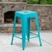 Emma + Oliver Commercial Grade 24 H Backless Teal-Blue Indoor-Outdoor Counter Height Stool