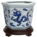 Oriental Furniture 10 Dragon Blue & White Porcelain Flower Pot
