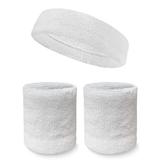 Couver Mens Headband Wristband Sweatbands Set - (1 Headband and 2 Wristbands) Cotton for Sports & More