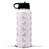 Skin Wrap Decal compatible with Hydro Flask Wide Mouth Bottle 32oz Pastel Butterflies Pink on White (BOTTLE NOT INCLUDED)