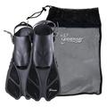 Seavenger Torpedo Swim Fins | Travel Size | Snorkeling Flippers With Mesh Bag For Women Men And Kids (Black S/M)