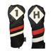 Majek Retro Golf Headcovers Black Red and White Vintage Leather Style 1 H Driver and Hybrid Head Cover Classic Look
