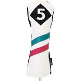 Majek Golf Vintage Headcovers White Seafoam Teal Pink Stripe Premium Retro Leather Style #5 Fairway Wood Head Cover Fits All Modern Metal Woods Classic Handcrafted Custom Designs Made in California