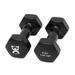 CanDo Vinyl Coated Dumbbells Pair Black 8 lb 2pc Handheld Weights for Muscle Training and Workouts Color Coded Anti-Roll Home Gym Equipment Beginner and Pro