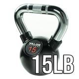 Valor Fitness Chrome Kettlebell - 15 lb Full Body Strength Training Equipment