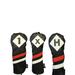 Majek Retro Golf Headcovers Black Red and White Vintage Leather Style 1 X H Driver Fairway Wood and Hybrid Head Cover Classic Look