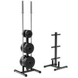 2 Olympic Plate & Bar Holder Bumper Plate Tree Weight Plate Holder Black