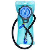 aquatic way hydration bladder water reservoir for bicycling hiking camping backpack. non toxic bpa free easy clean large opening quick release insulated tube w/ shutoff valve (blue 2l 2 liter 70 oz)