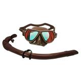 Palantic Brown Mirror Coated Lenses Free Dive Low Volume Mask & Snorkel Combo