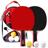 LEIJIAER Table Tennis 2 Player Set 2 Table Tennis Bats Rackets and 3 Ping Pong Balls with Cover Bag