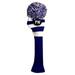 Majek Pitching Wedge (PW) Hybrid Rescue Utility Blue & White Golf Headcover Knit Pom Pom Retro Classic Vintage Head Cover