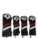 Majek Retro Golf Headcovers Black Red and White Vintage Leather Style 1 3 5 X Driver and Fairway Head Covers Fits 460cc Drivers Classic Look