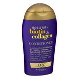 OGX Thick & Full + Biotin & Collagen Volumizing Conditioner for Thin Hair with Vitamin B7 & Hydrolyzed Wheat Protein Paraben-Free Sulfate-Free Surfactants 3 fl. oz