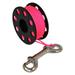 Scuba Choice Aluminum Finger Spool 75ft Dive Reel w/Bolt Snap-Black/Pink