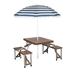 Stansport Folding Picnic Table with Umbrella Aluminum Frame Multiple Colors