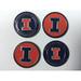 Illinois Fight Illini Ball Marker Set of 4- markers: fits hat clip or divot tool